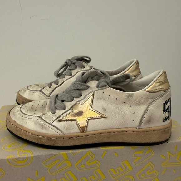 Golden Goose Kids Ballstar Star White/Gold Leather Low Top